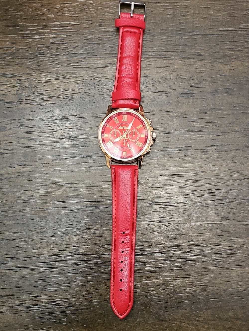 New. Battery Included In Watch. Red Women's Leather Strap Watch - Unknown Brand